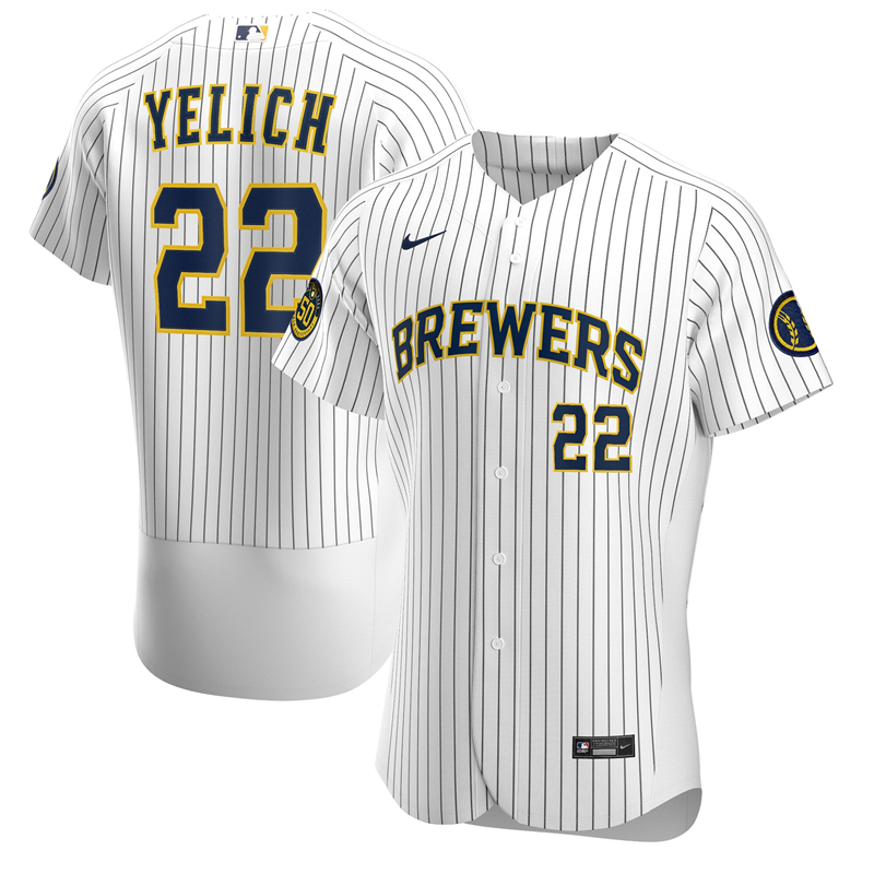 2020 MLB Men Milwaukee Brewers Christian Yelich Nike White Alternate 2020 Authentic Player Jersey 2->milwaukee brewers->MLB Jersey
